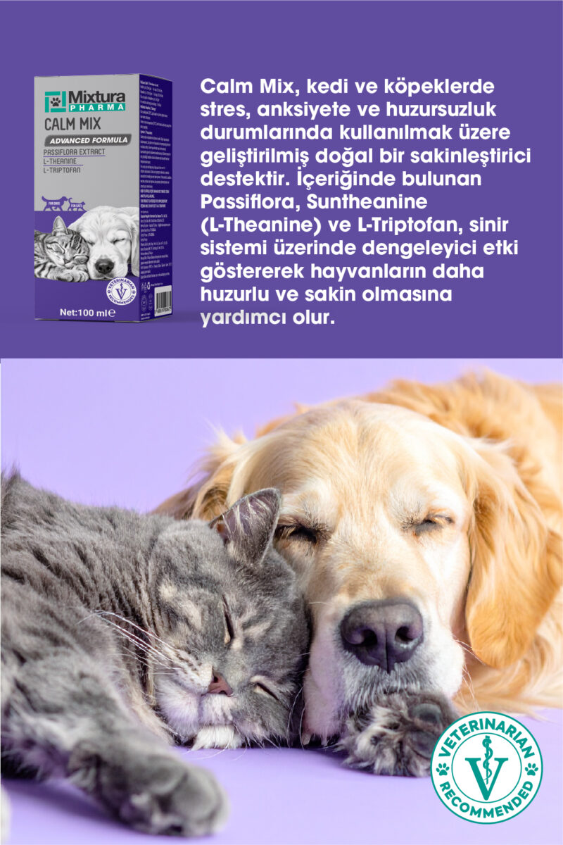 Calm Mix Kedi ve Köpek Sakinleştirmeye ve Stres Azaltmaya Yardımcı Sıvı - Görsel 2