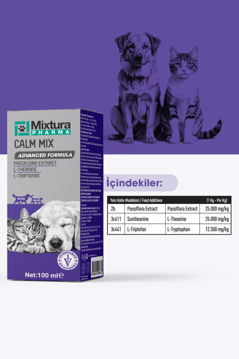 Calm Mix Kedi ve Köpek Sakinleştirmeye ve Stres Azaltmaya Yardımcı Sıvı - Görsel 3
