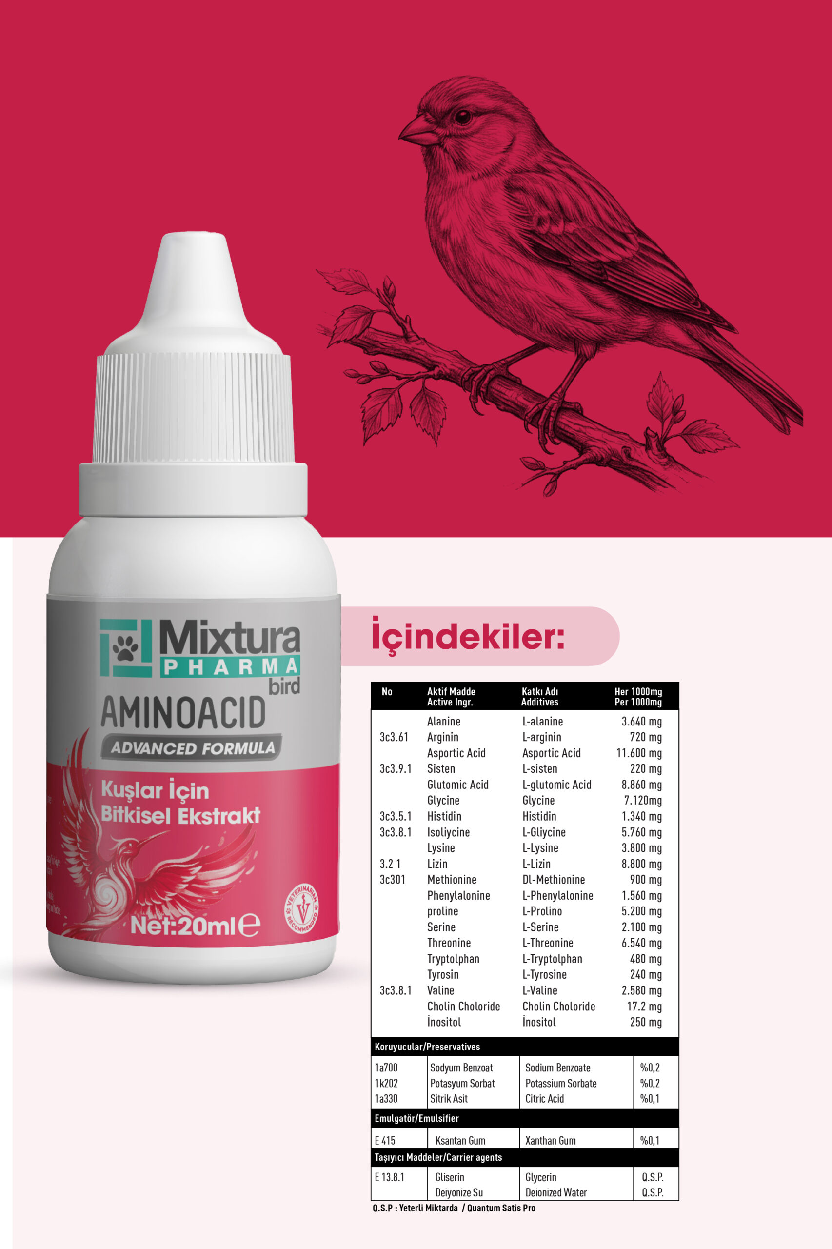 MİXTURA PHARMA BİRD AMINOACIDS - Görsel 4
