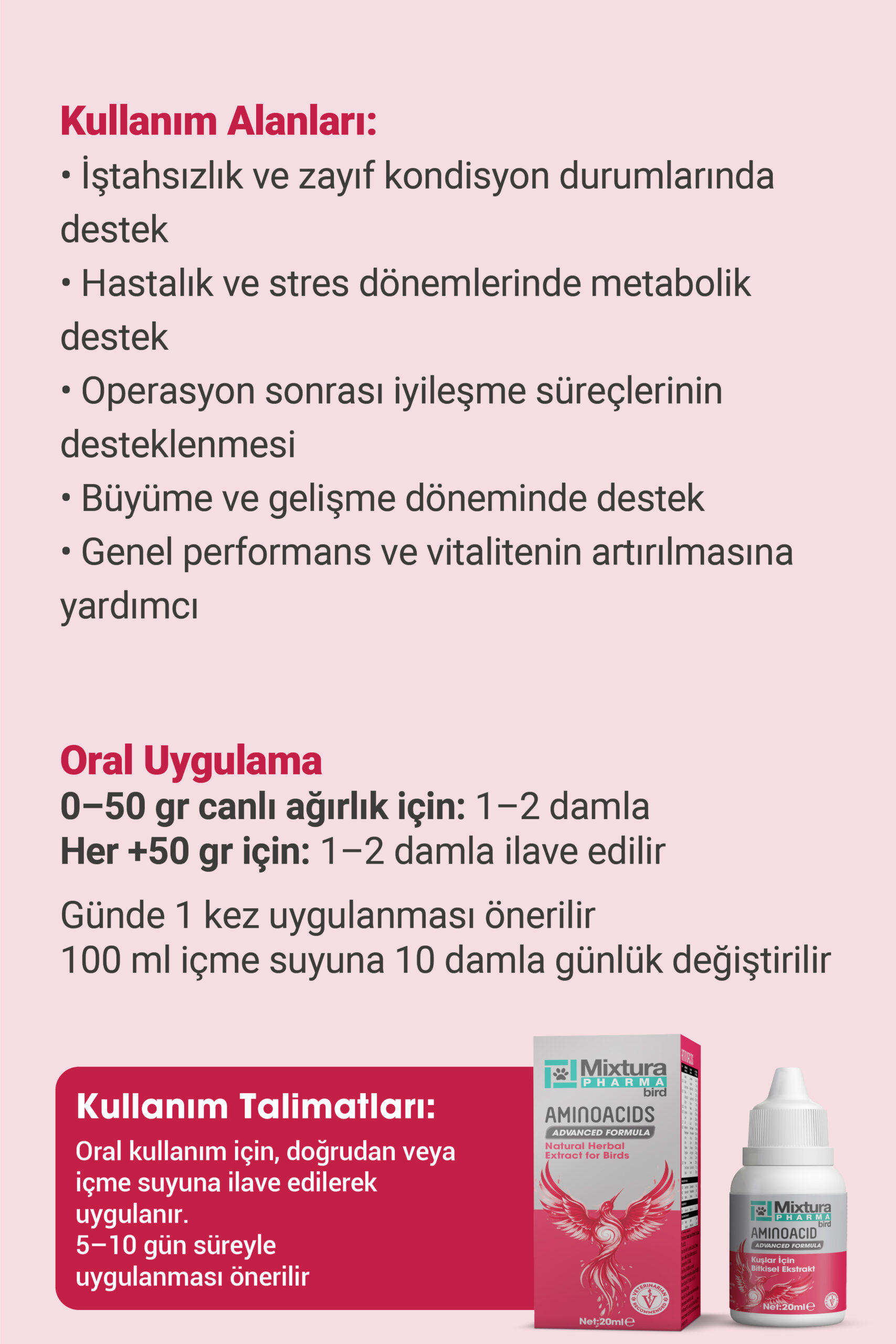 MİXTURA PHARMA BİRD AMINOACIDS - Görsel 2