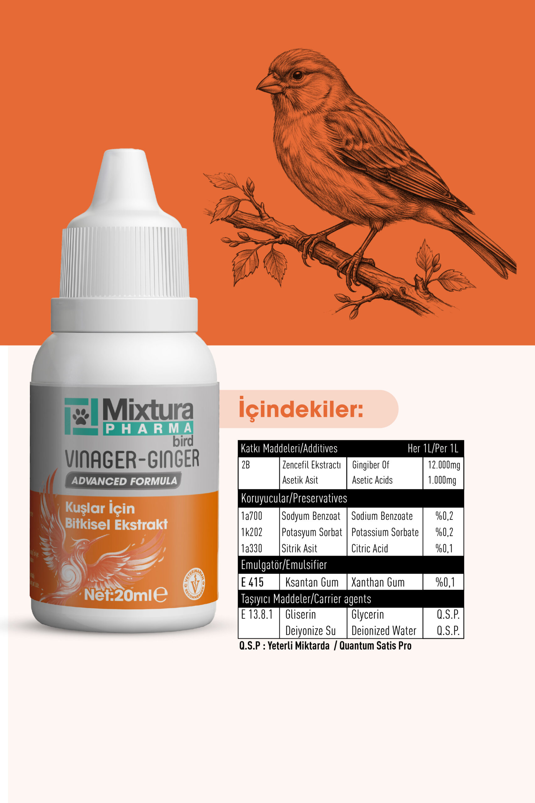 MİXTURA PHARMA BİRD VINAGER-GINGER - Görsel 4