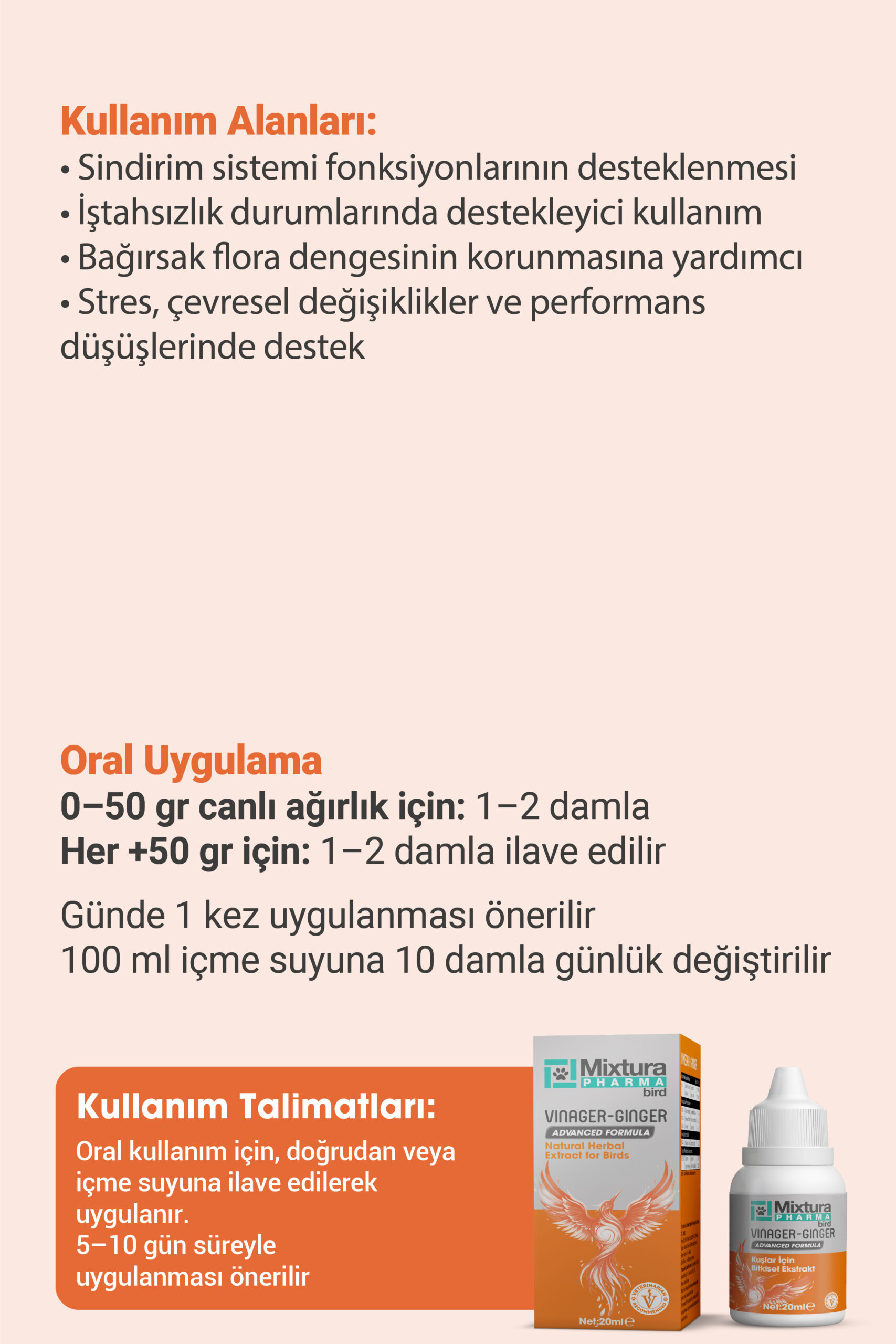 MİXTURA PHARMA BİRD VINAGER-GINGER - Görsel 2