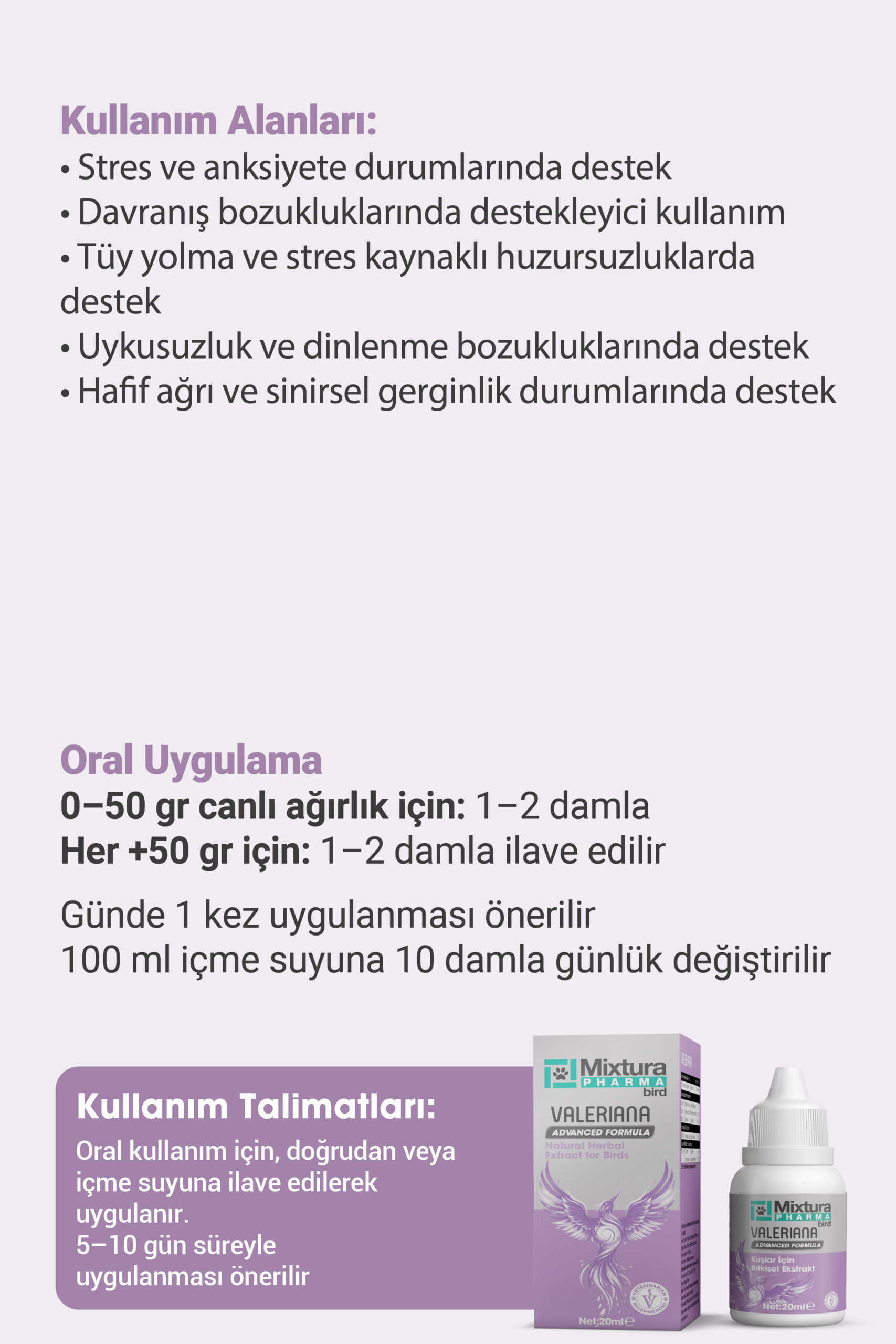 MİXTURA PHARMA BİRD VALERIANA - Görsel 2